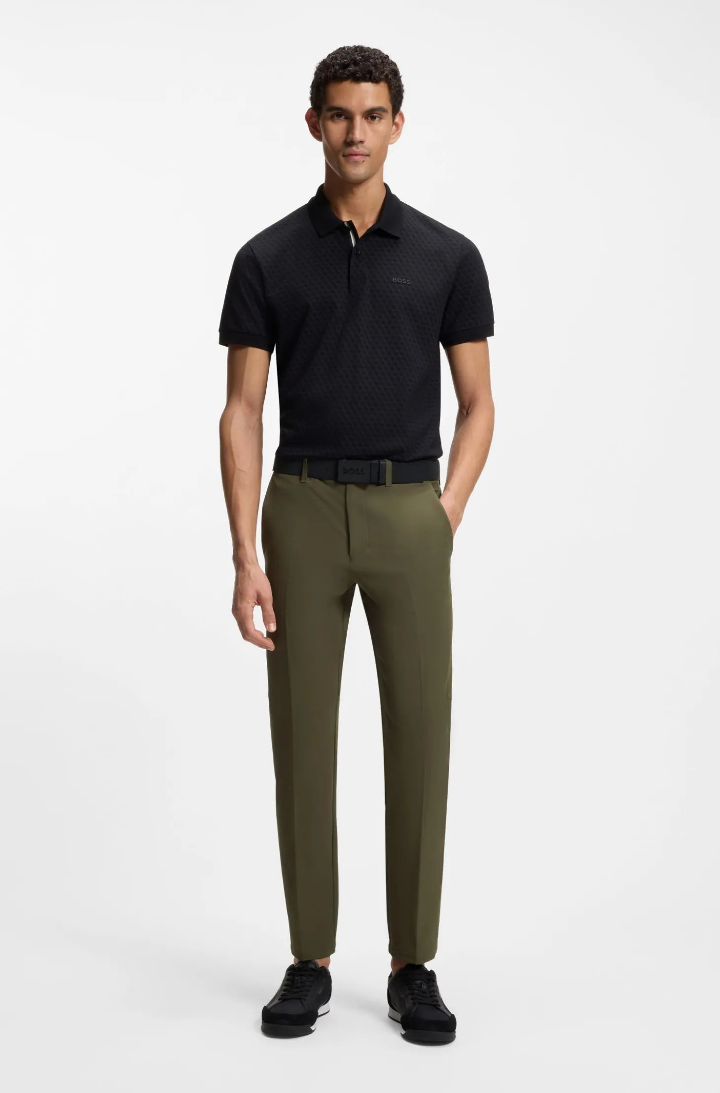 Slim-fit technical trousers with four-way stretch