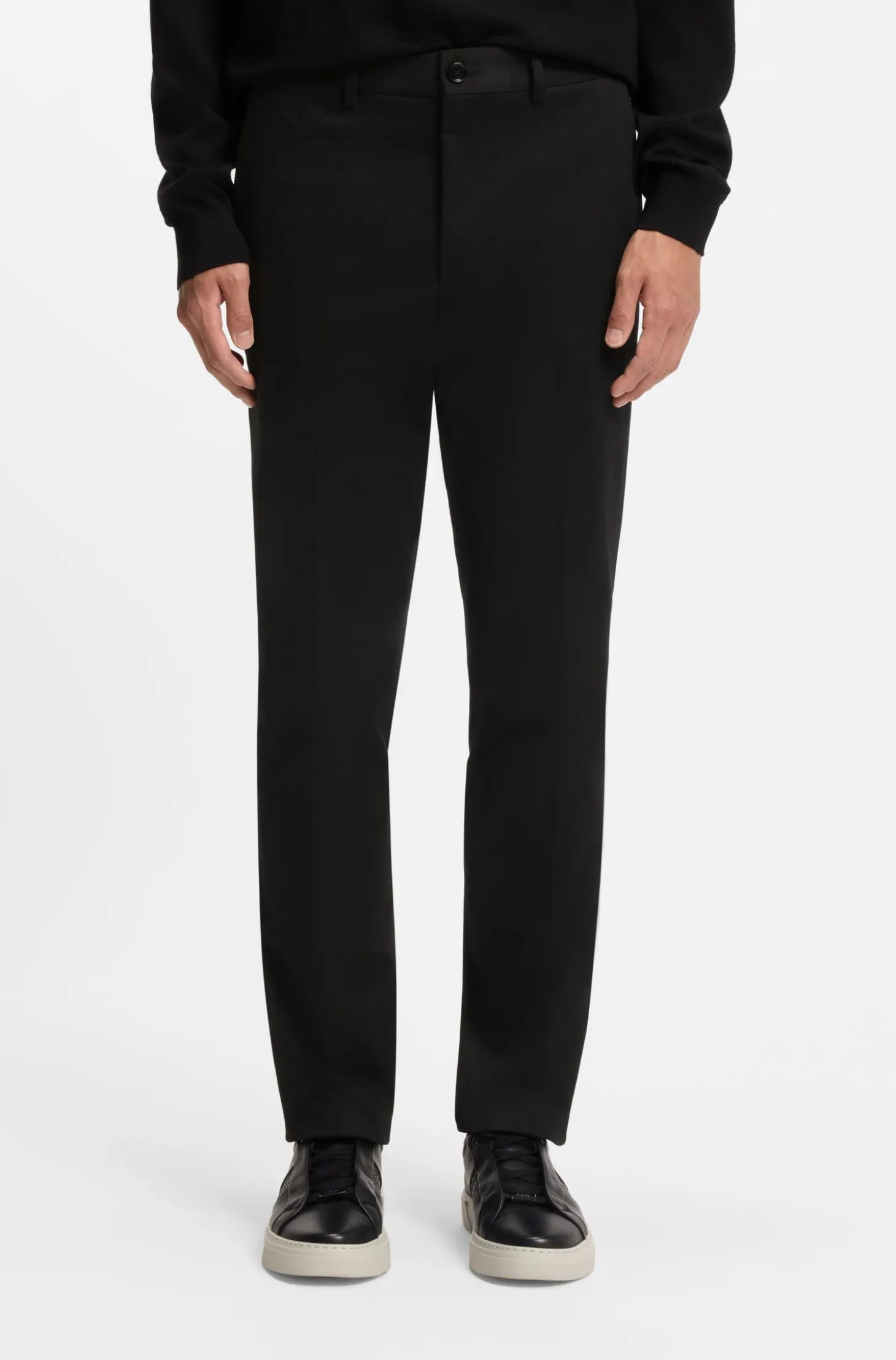 Slim-fit trousers in cotton, cashmere and stretch