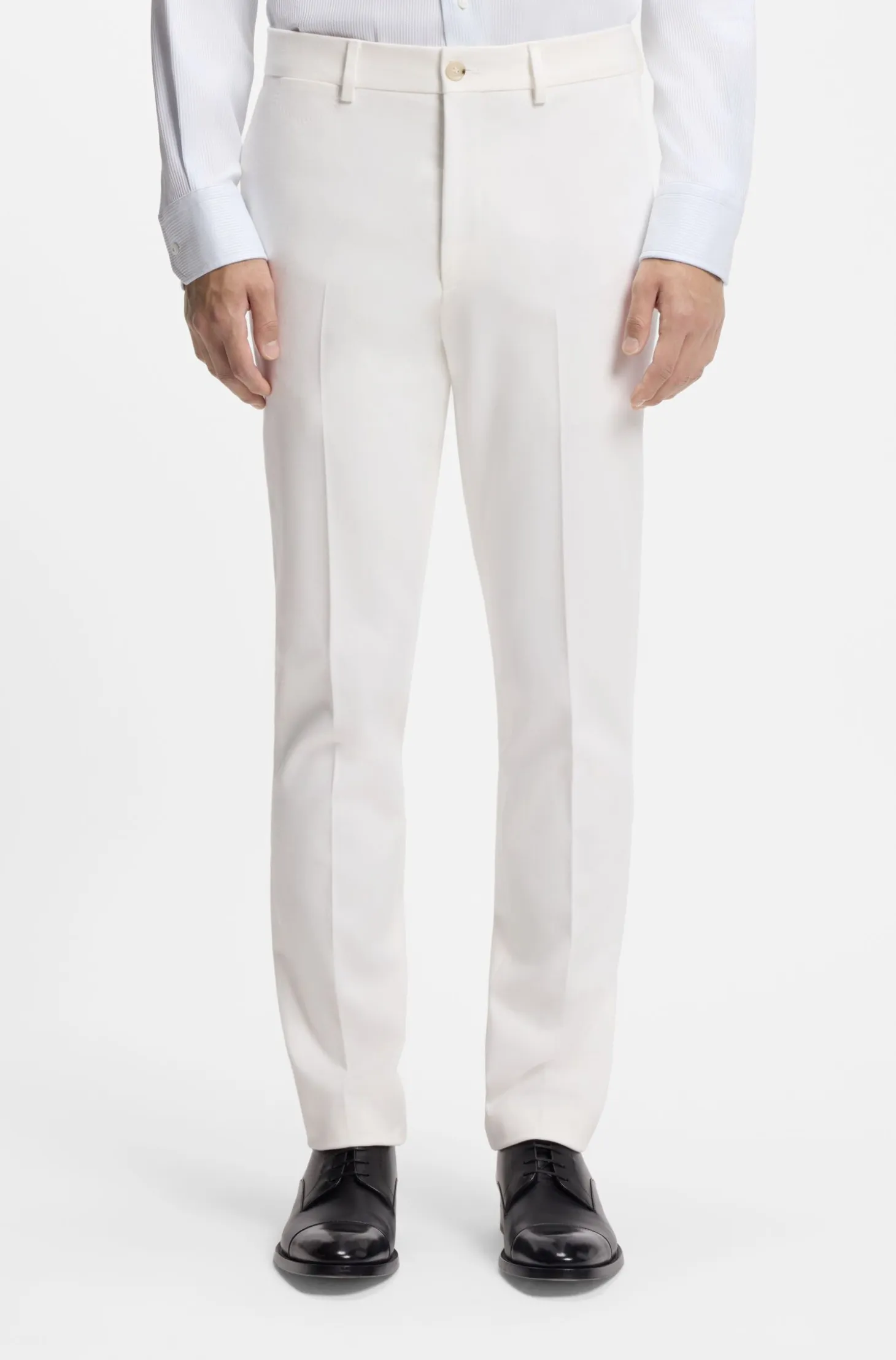 Slim-fit trousers in cotton, cashmere and stretch