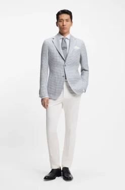 Slim-fit trousers in cotton, cashmere and stretch