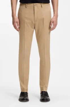 Slim-fit trousers in cotton, silk and stretch