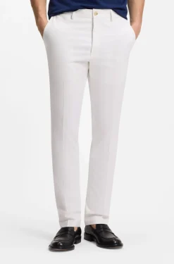 Slim-fit trousers in cotton, silk and stretch