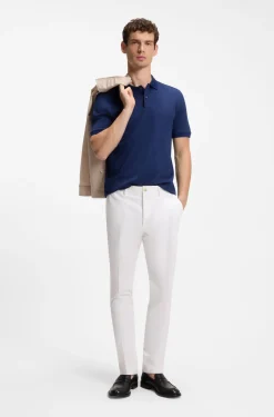 Slim-fit trousers in cotton, silk and stretch