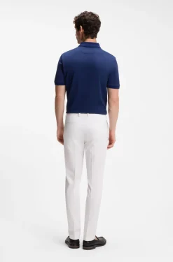 Slim-fit trousers in cotton, silk and stretch