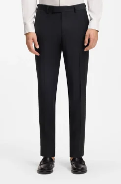 Slim-fit trousers in micro-patterned stretch wool