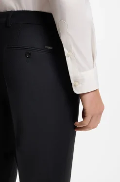 Slim-fit trousers in micro-patterned stretch wool