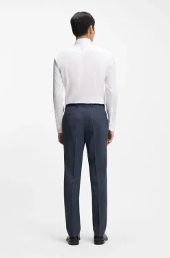 Slim-fit trousers in micro-patterned stretch wool