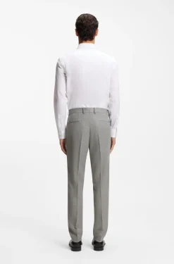Slim-fit trousers in micro-patterned stretch wool