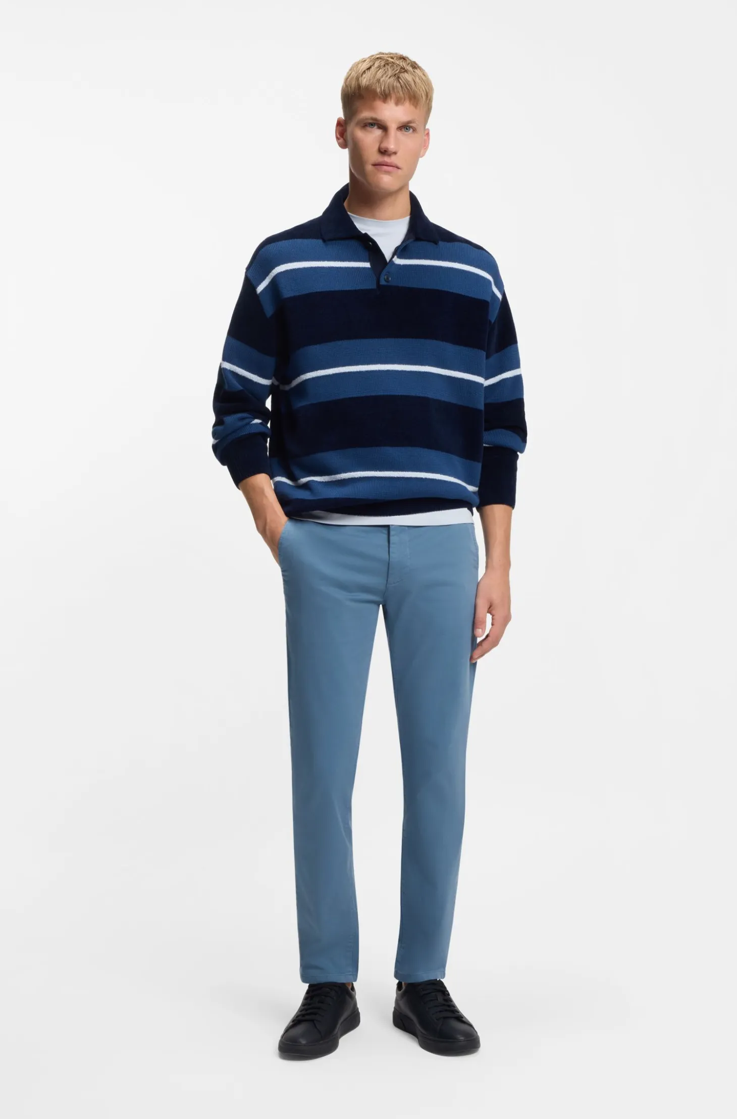 Slim-fit trousers in overdyed stretch satin