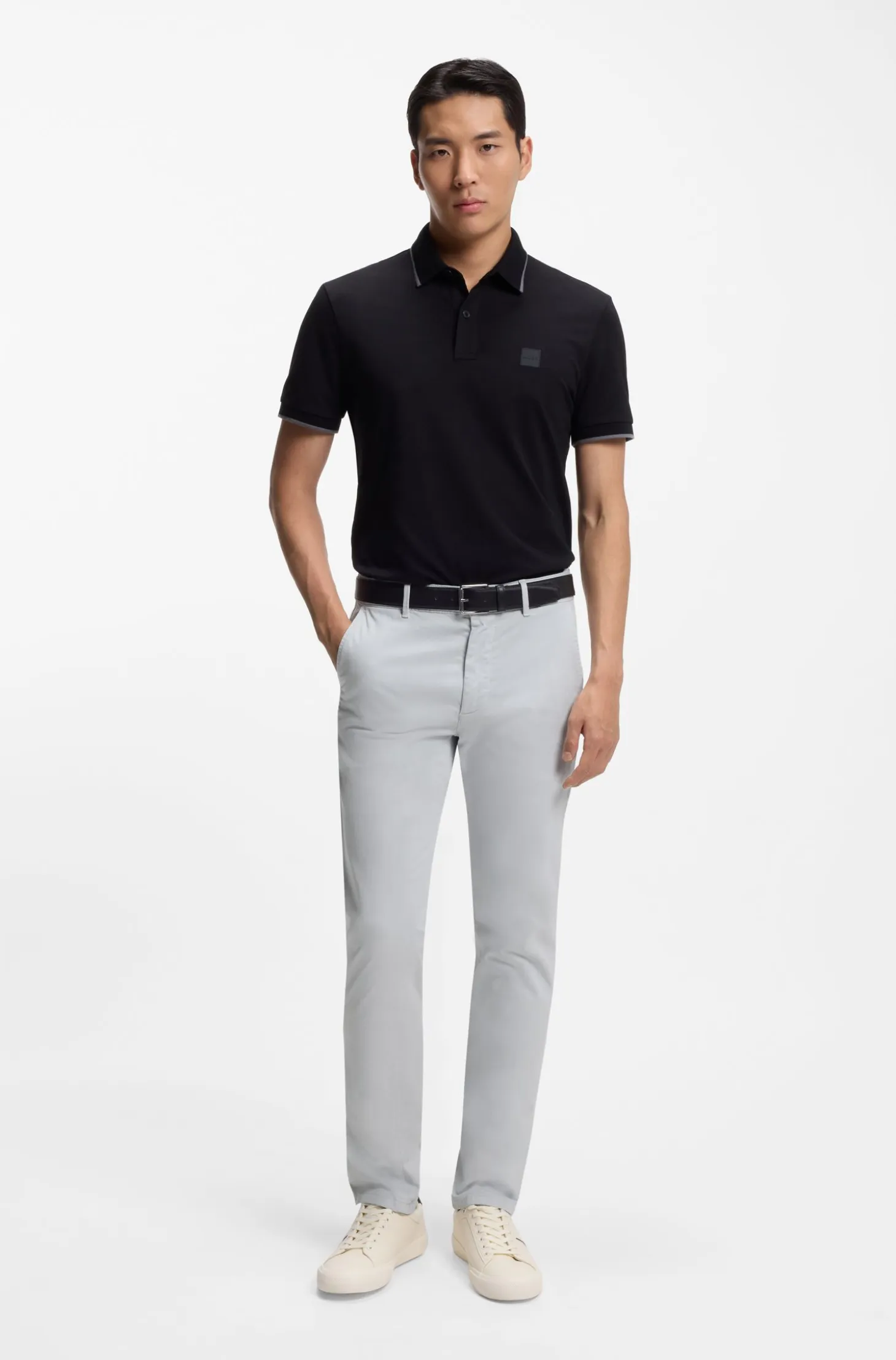 Slim-fit trousers in overdyed stretch satin