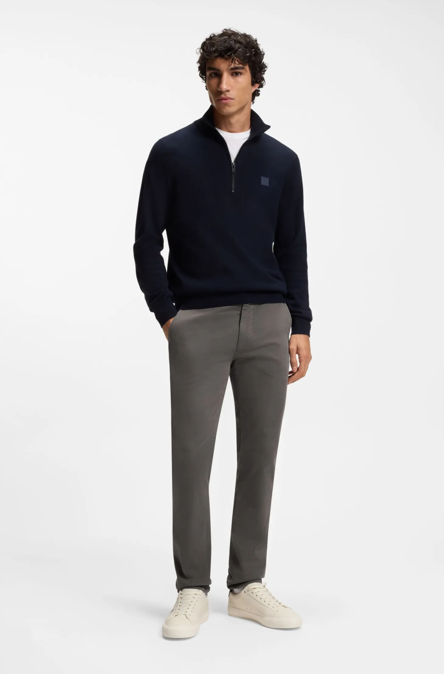 Slim-fit trousers in overdyed stretch satin