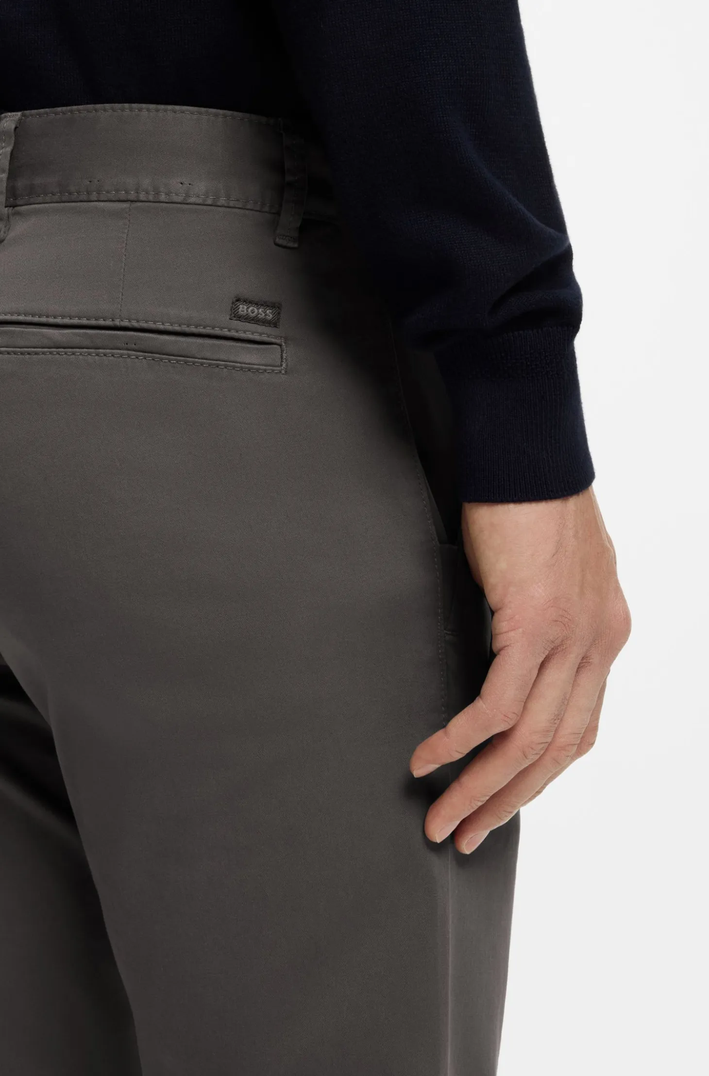 Slim-fit trousers in overdyed stretch satin