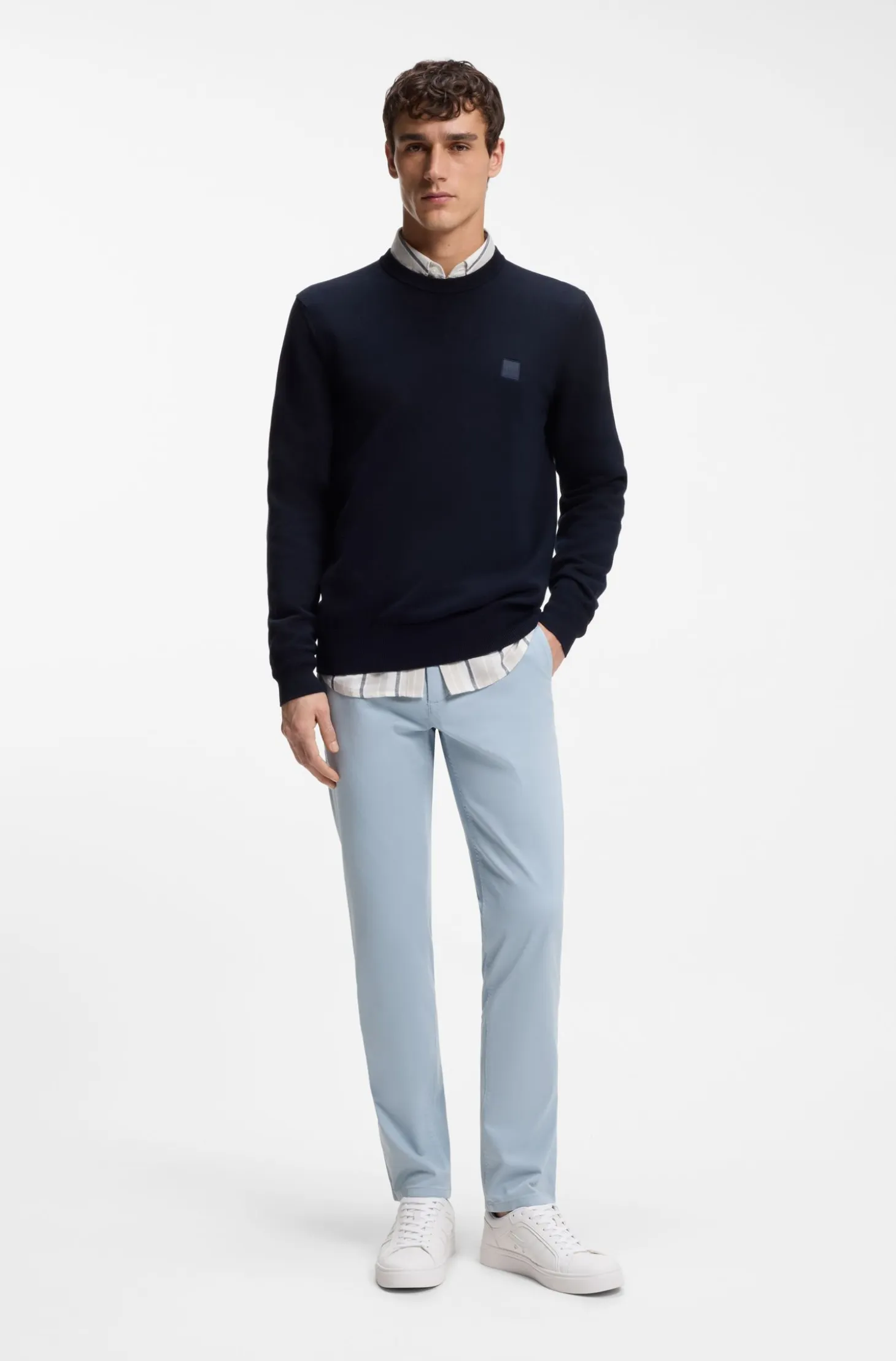 Slim-fit trousers in overdyed stretch satin