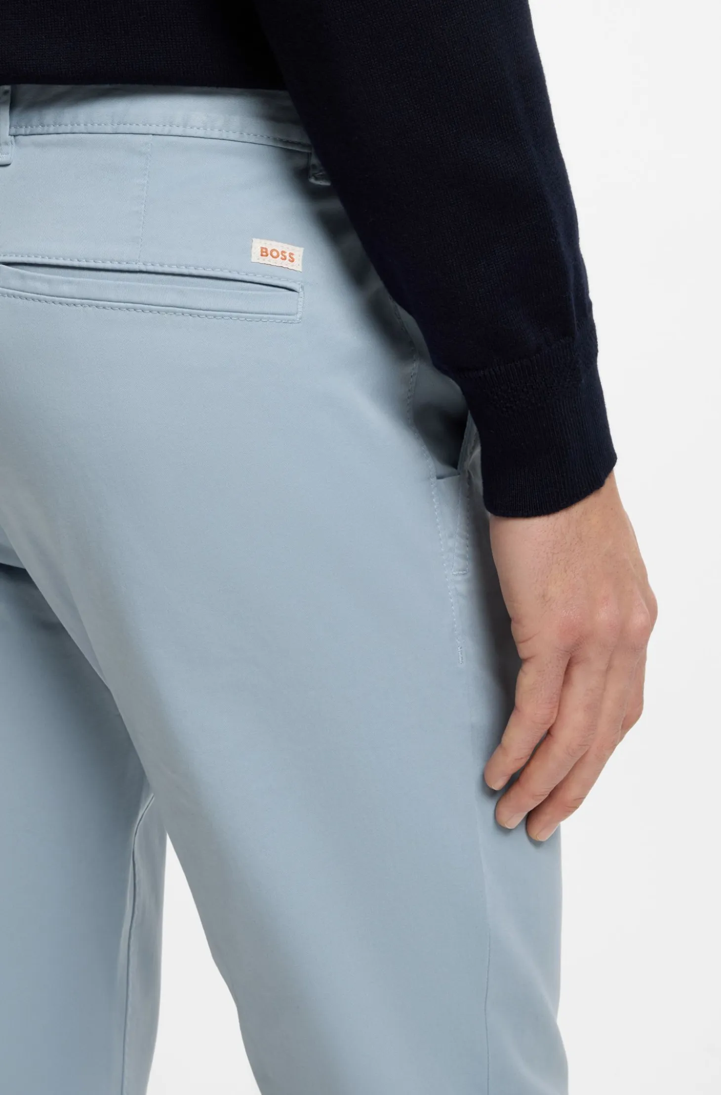 Slim-fit trousers in overdyed stretch satin