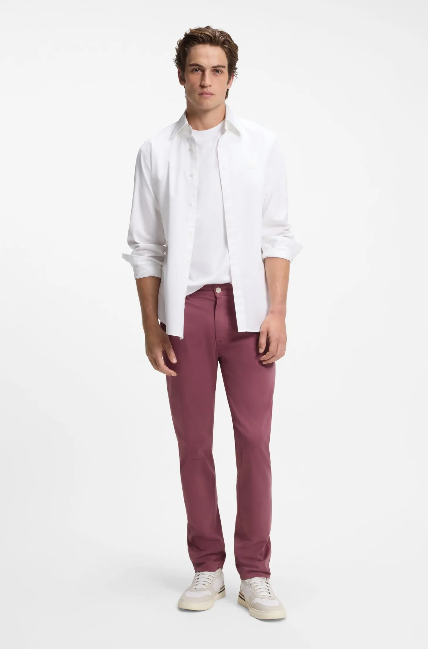 Slim-fit trousers in overdyed stretch satin