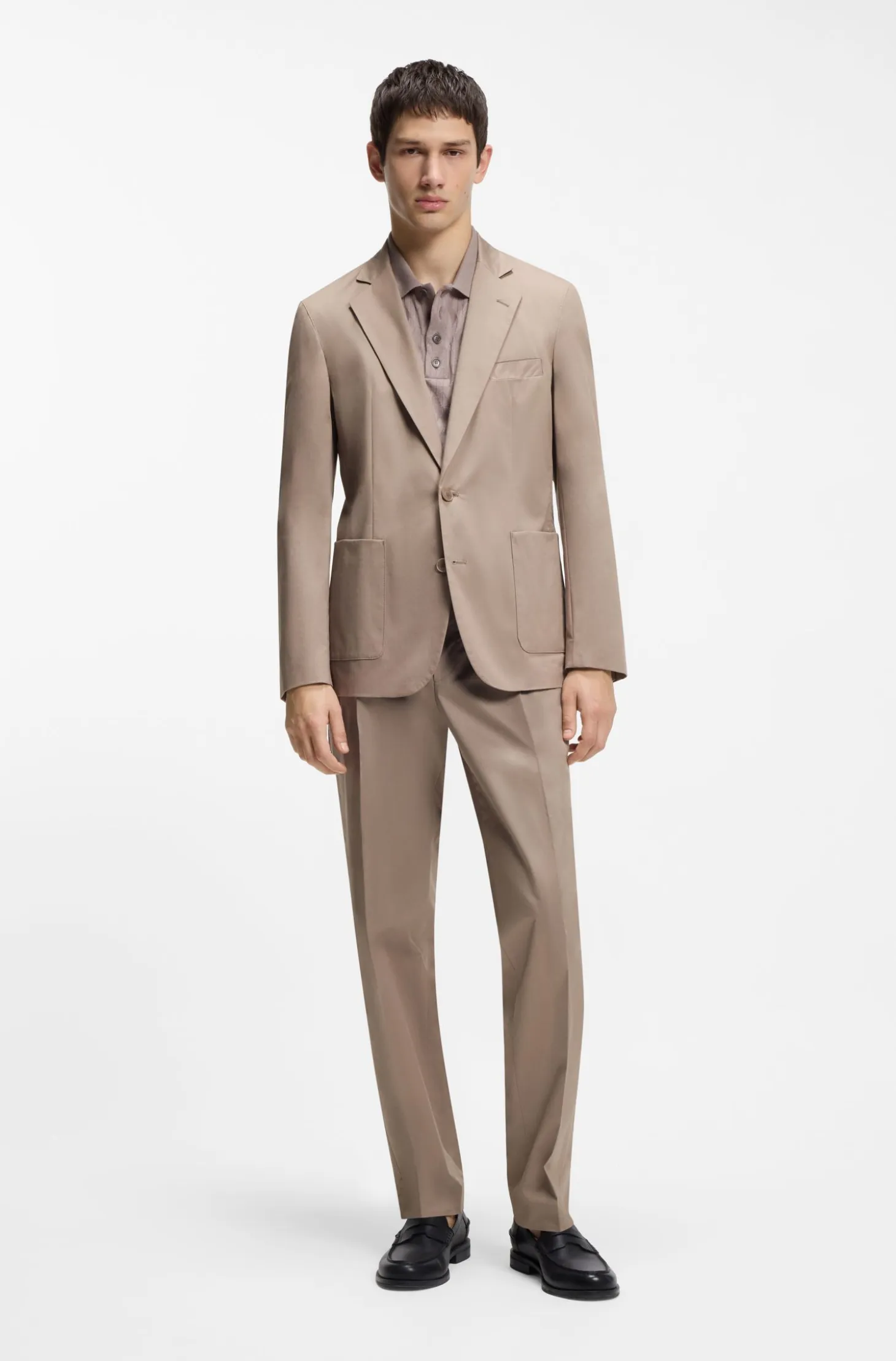 Slim-fit trousers in paper-touch stretch cotton