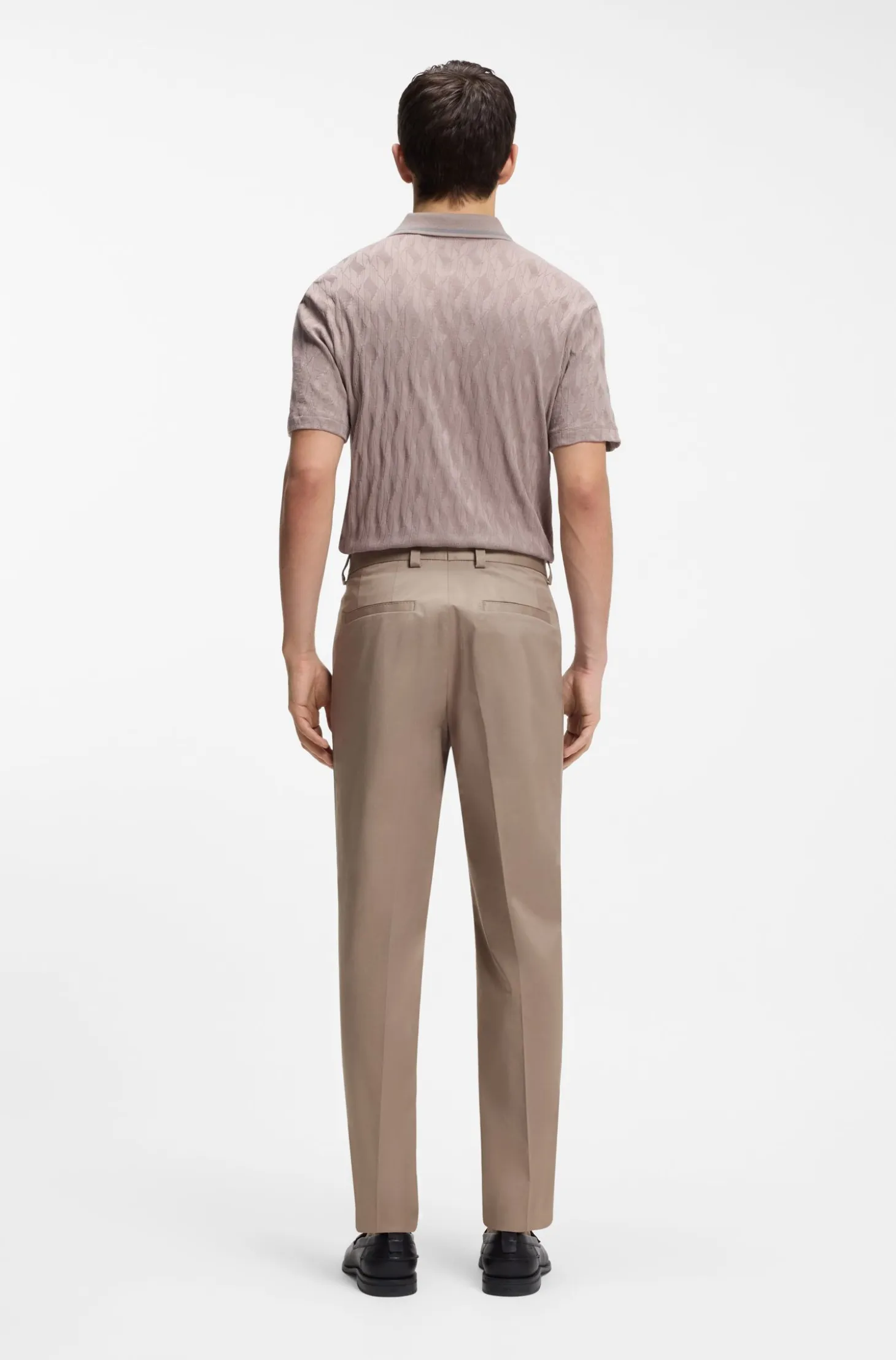 Slim-fit trousers in paper-touch stretch cotton