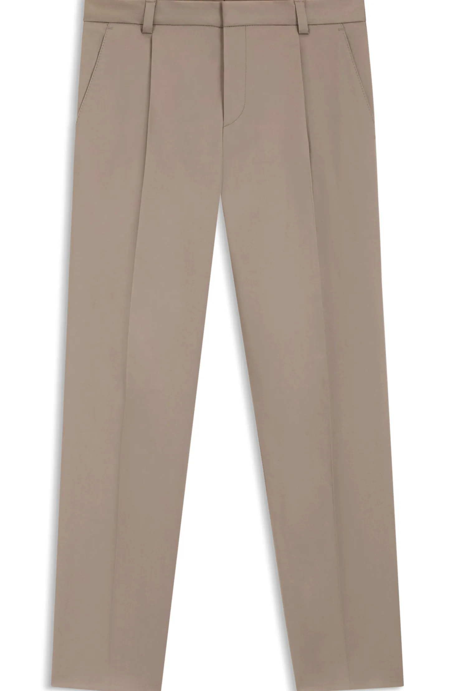 Slim-fit trousers in paper-touch stretch cotton