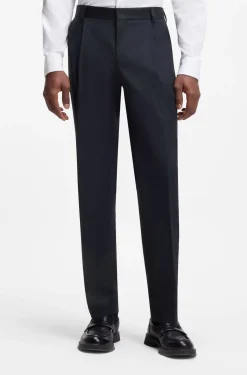 Slim-fit trousers in paper-touch stretch cotton