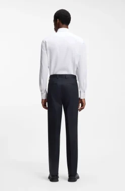 Slim-fit trousers in paper-touch stretch cotton