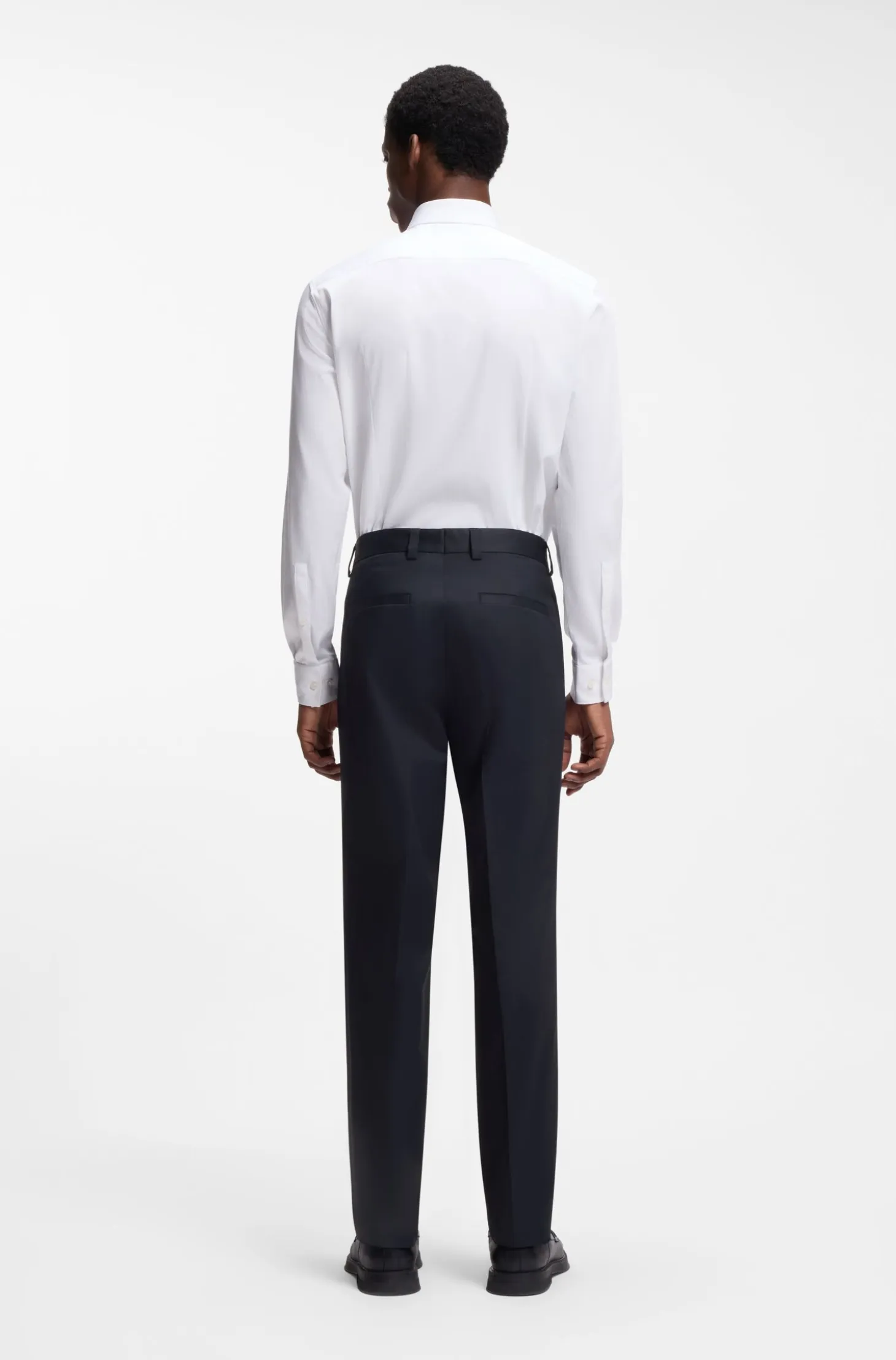 Slim-fit trousers in paper-touch stretch cotton