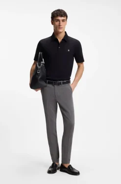 Slim-fit trousers in stretch-cotton dobby