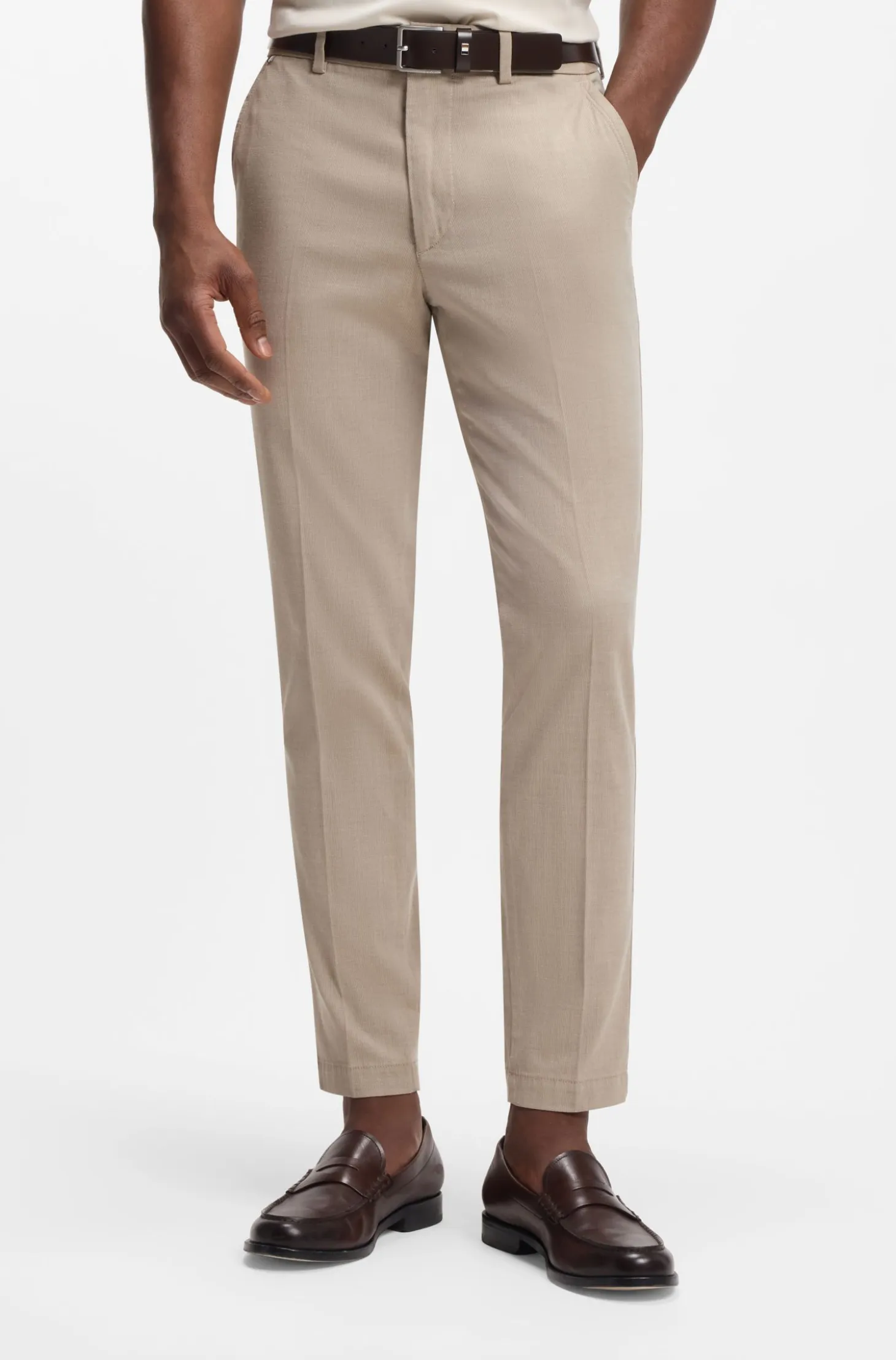 Slim-fit trousers in stretch-cotton dobby