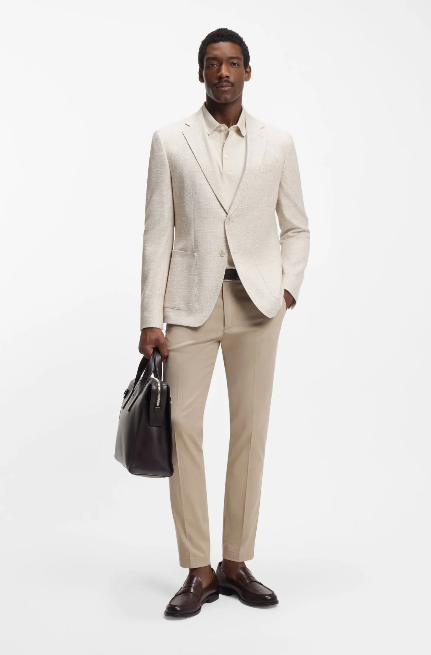 Slim-fit trousers in stretch-cotton dobby