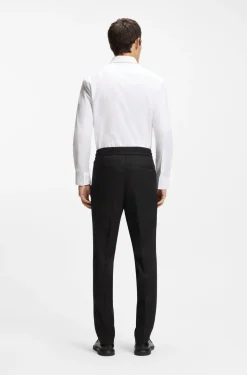 Slim-fit trousers in twill fabric with drawstring waist