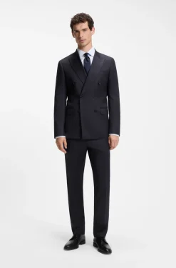 Slim-fit trousers in virgin-wool serge