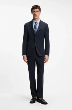 Slim-fit trousers in virgin wool and silk