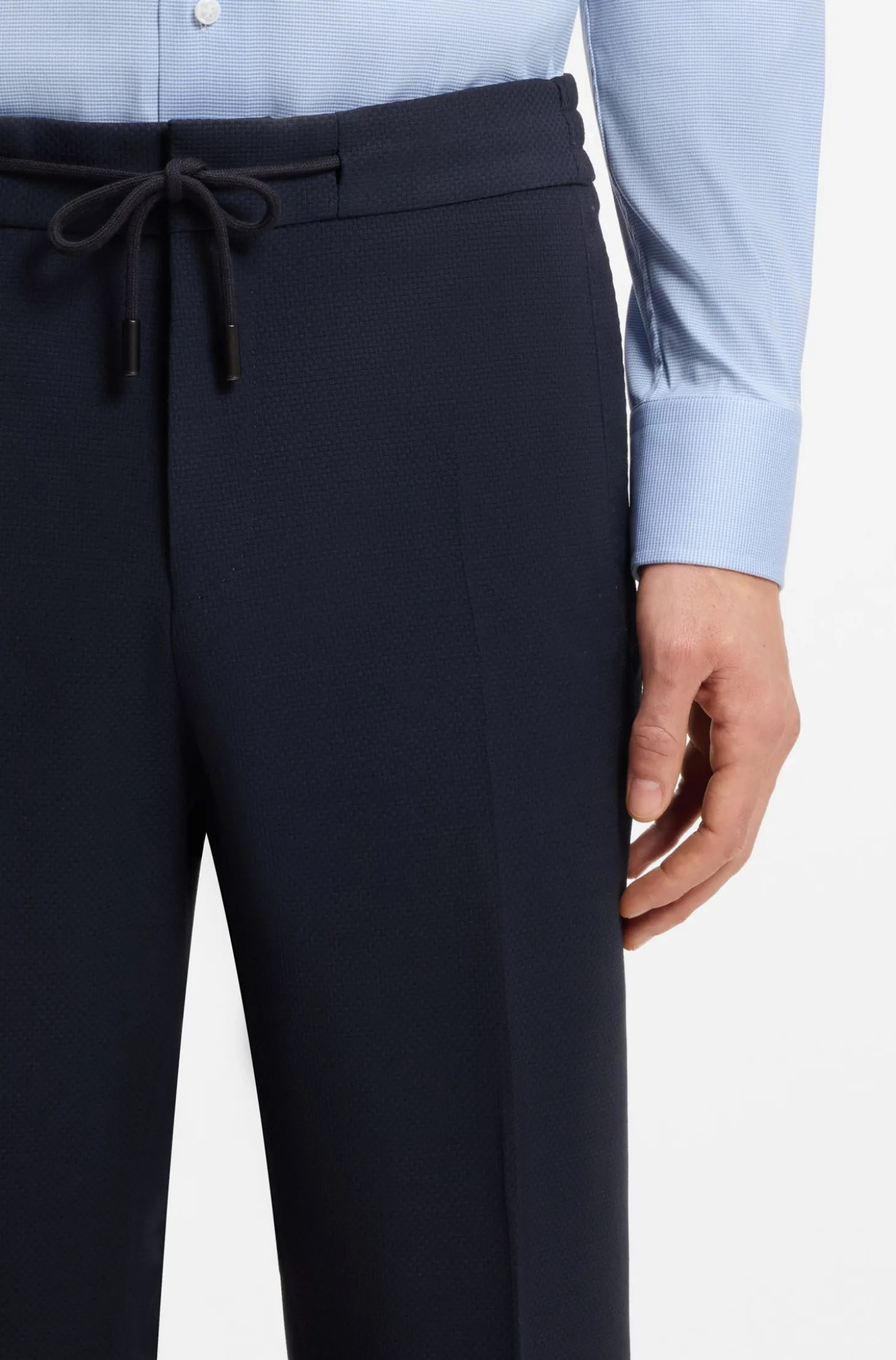 Slim-fit trousers in virgin wool and silk