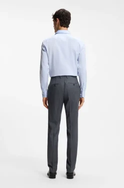 Slim-fit trousers in virgin wool, silk and linen