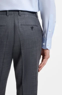 Slim-fit trousers in virgin wool, silk and linen