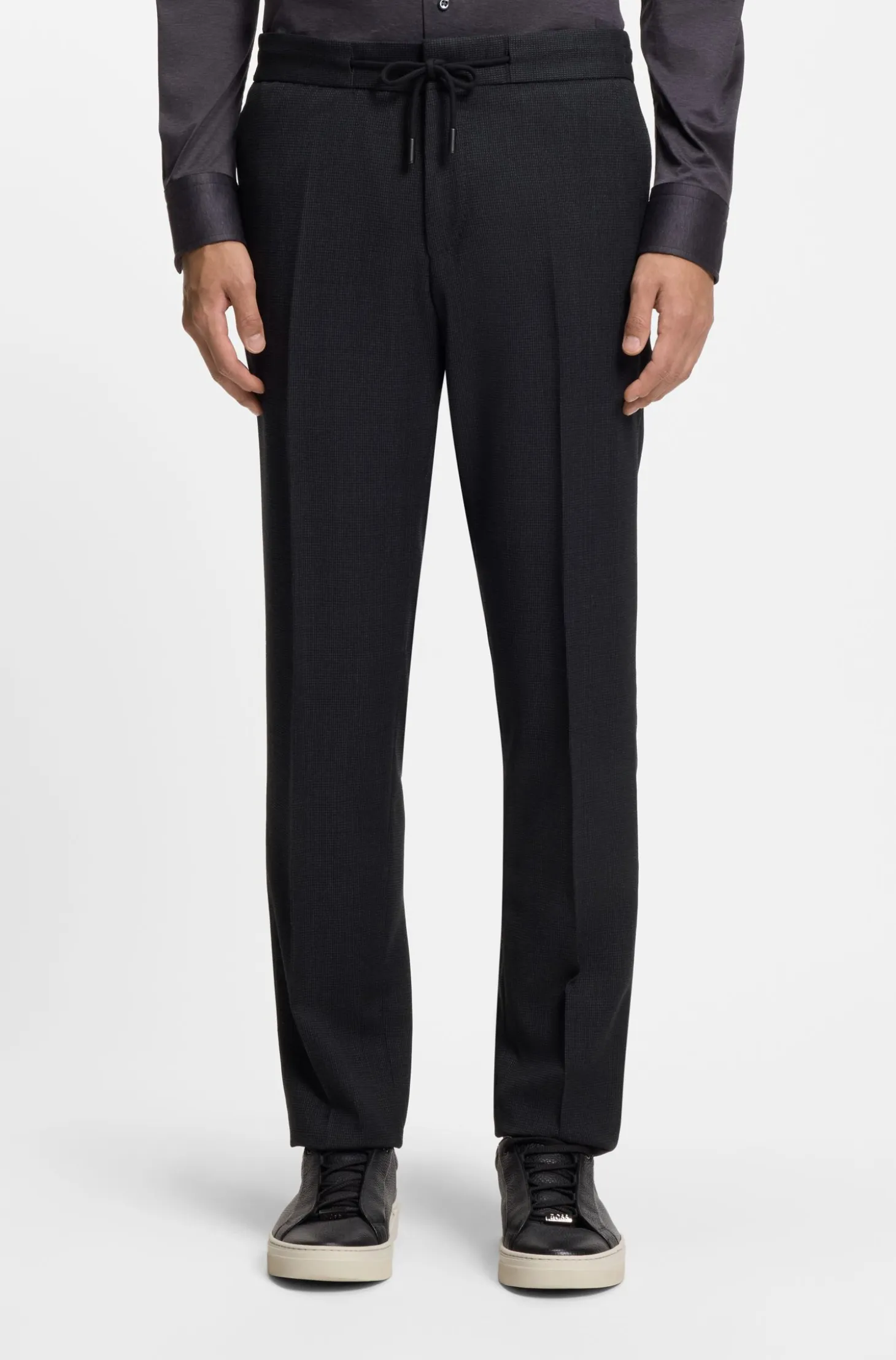 Slim-fit trousers in virgin wool and silk