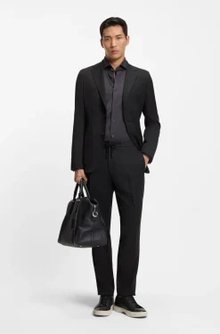 Slim-fit trousers in virgin wool and silk