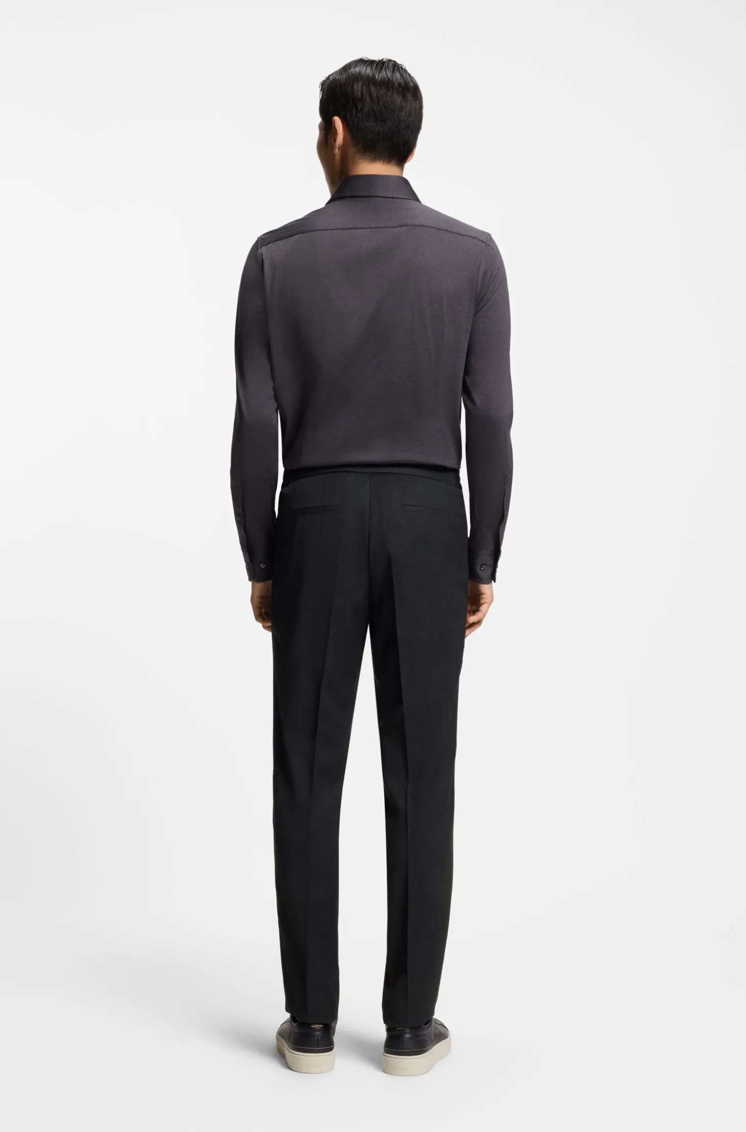 Slim-fit trousers in virgin wool and silk