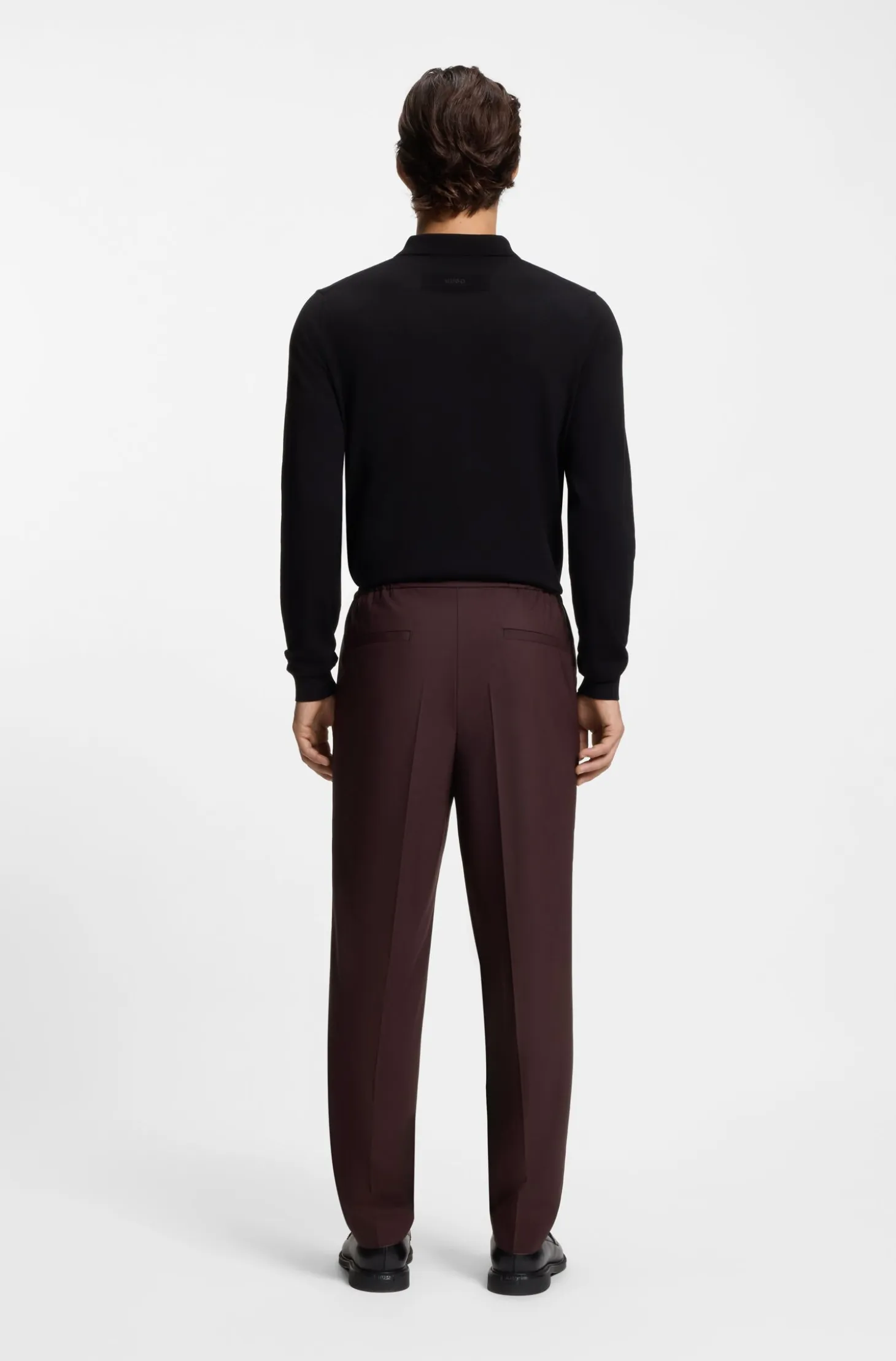 Slim-fit trousers in wool-blend poplin