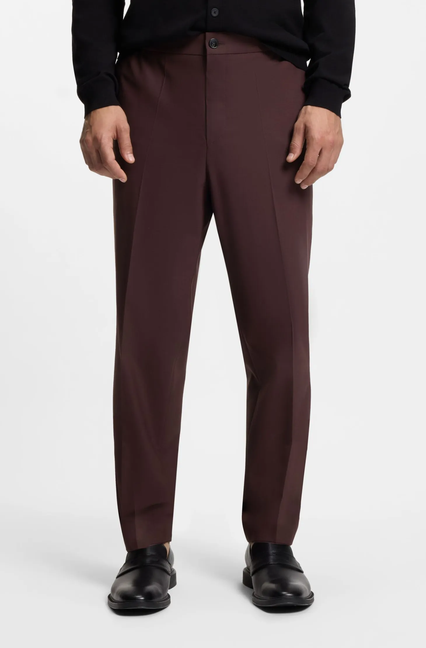 Slim-fit trousers in wool-blend poplin