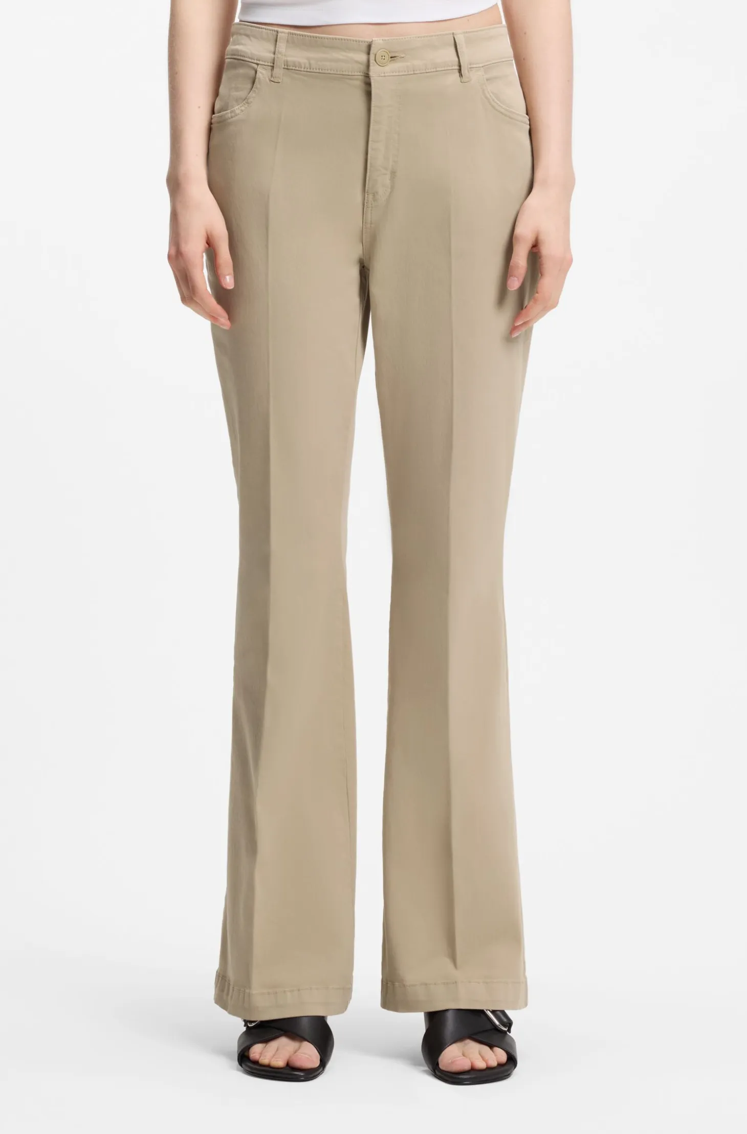 Slim-fit trousers with flared leg