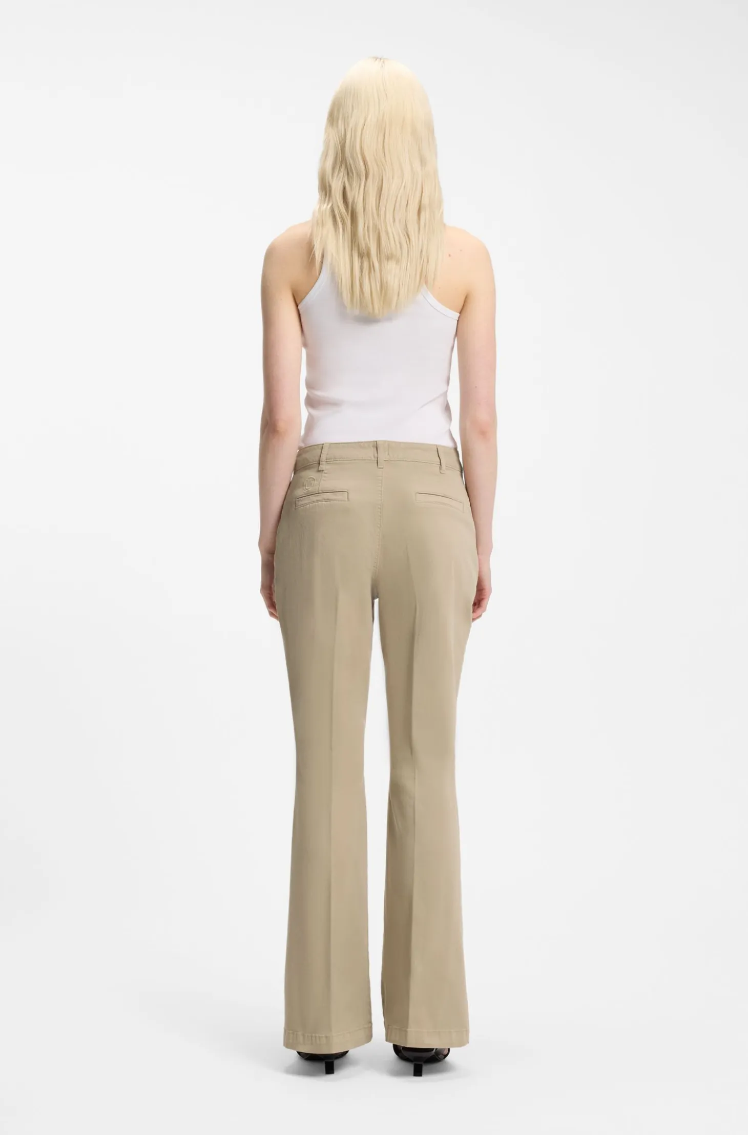 Slim-fit trousers with flared leg