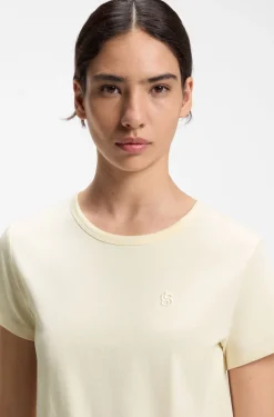 Slim-fit T-shirt in cotton-silk blend with embroidered logo