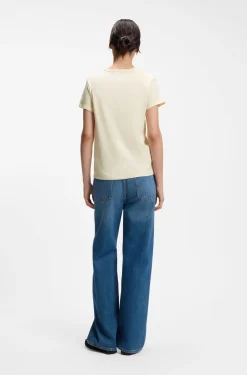 Slim-fit T-shirt in cotton-silk blend with embroidered logo