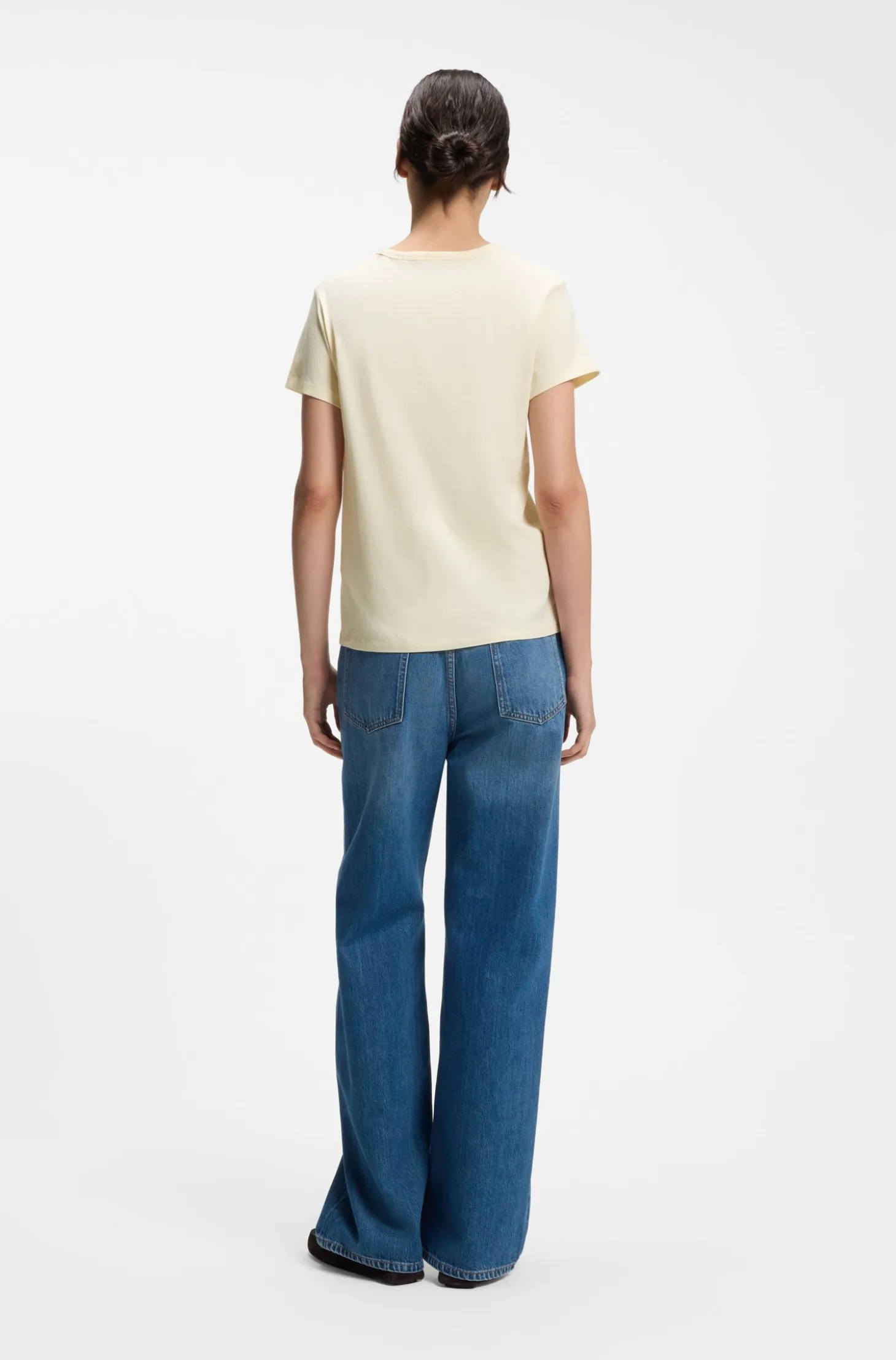 Slim-fit T-shirt in cotton-silk blend with embroidered logo
