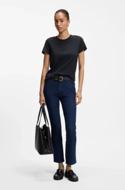 Slim-fit T-shirt in cotton-silk blend with embroidered logo