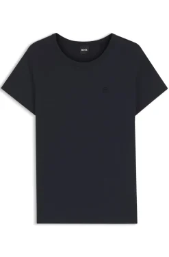 Slim-fit T-shirt in cotton-silk blend with embroidered logo