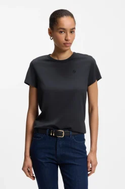 Slim-fit T-shirt in cotton-silk blend with embroidered logo