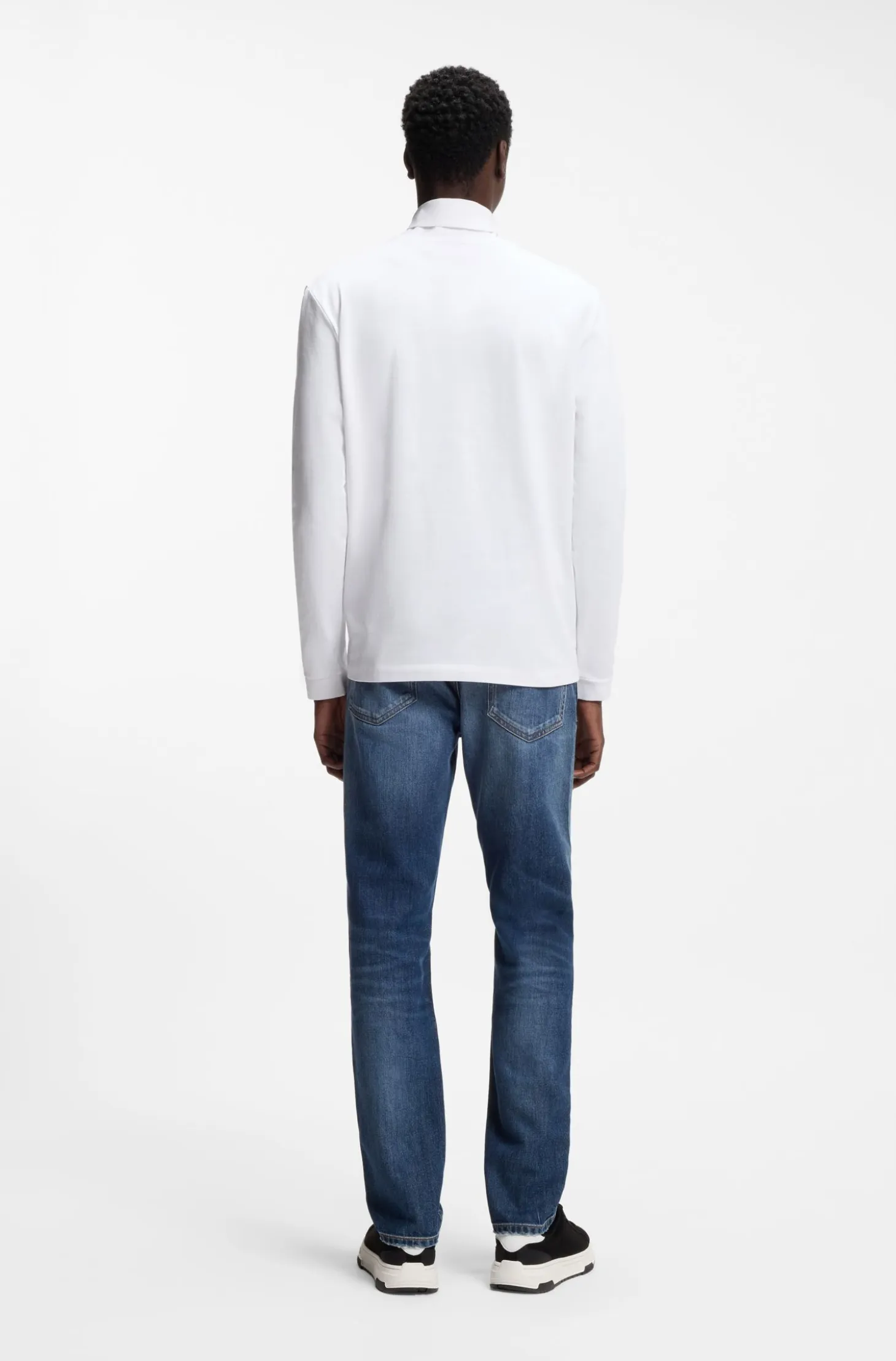Slim-fit T-shirt in cotton with logo mock neckline
