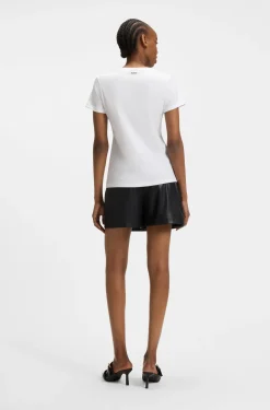 Slim-fit T-shirt in cotton with rolled sleeves