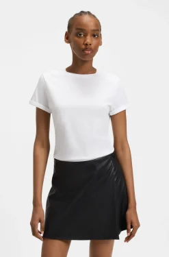 Slim-fit T-shirt in cotton with rolled sleeves